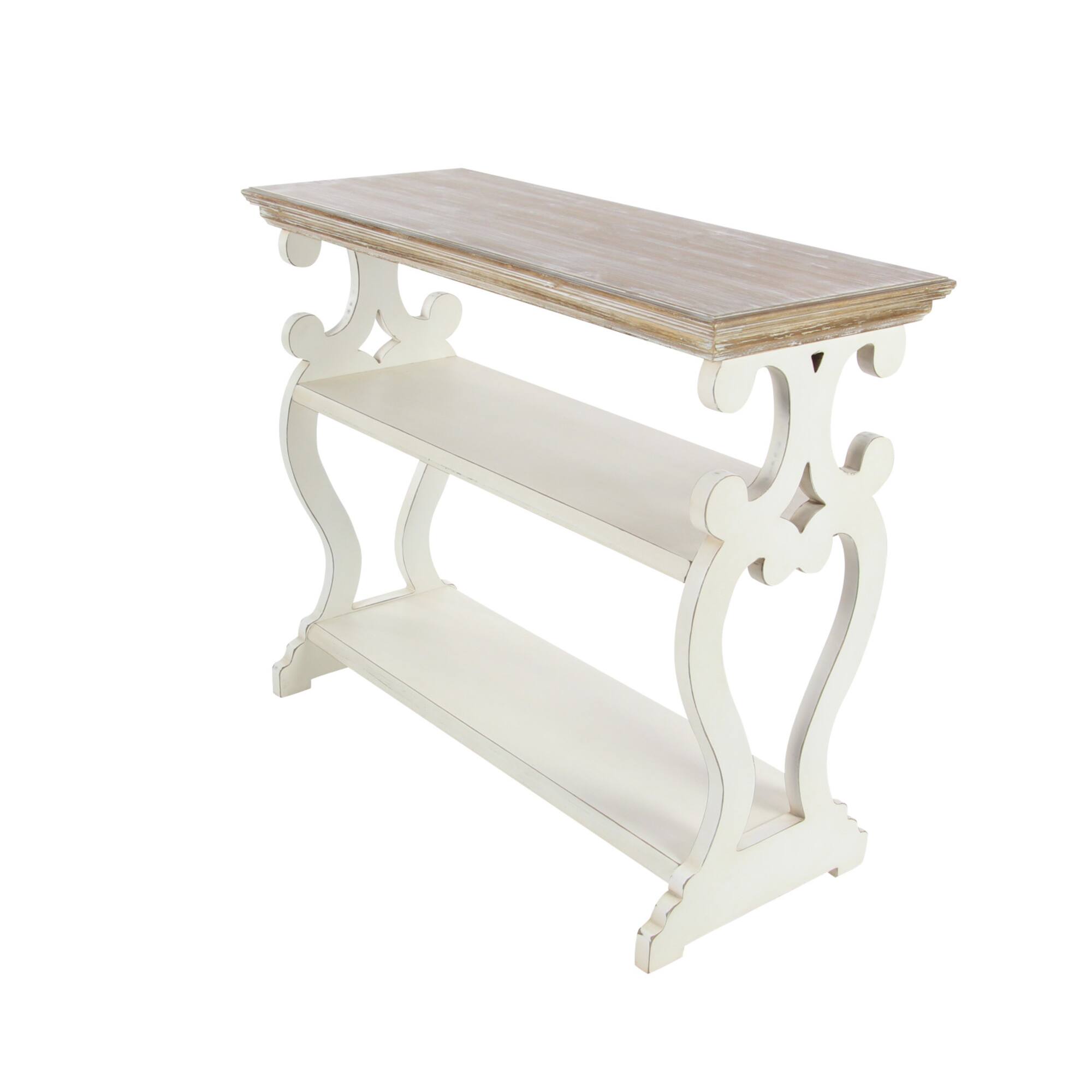 White Farmhouse Wood Console Table, 32" x 38"